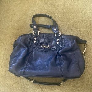 Coach black leather handbag with gold hardware